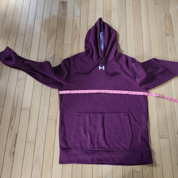 Under Armor Hoodie Men M Hustle Burgundy Fleece Pull Over Casual Warm Y2K Winter - Picture 6 of 16